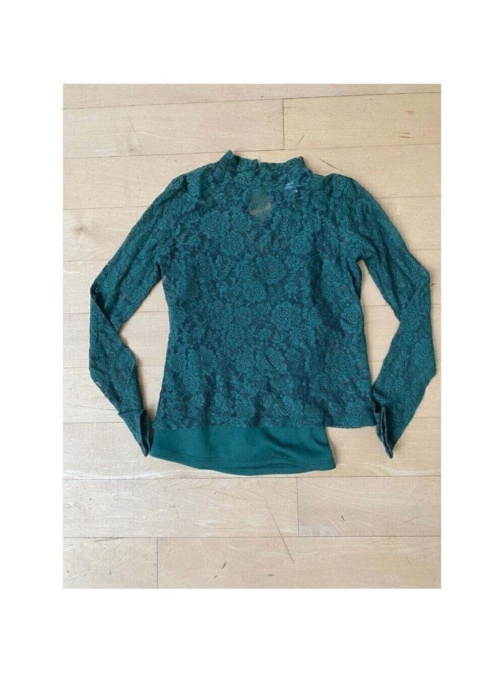 Love fire Nordstrom women green lace long sleeve top sz small long tank under